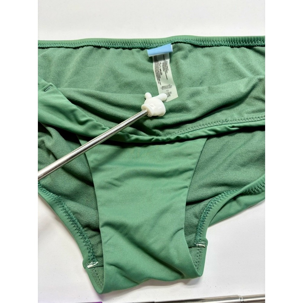 Leilani Olive Shirred Bikini Bottom Size 12 NWT Classic Swim - Picture 10 of 13